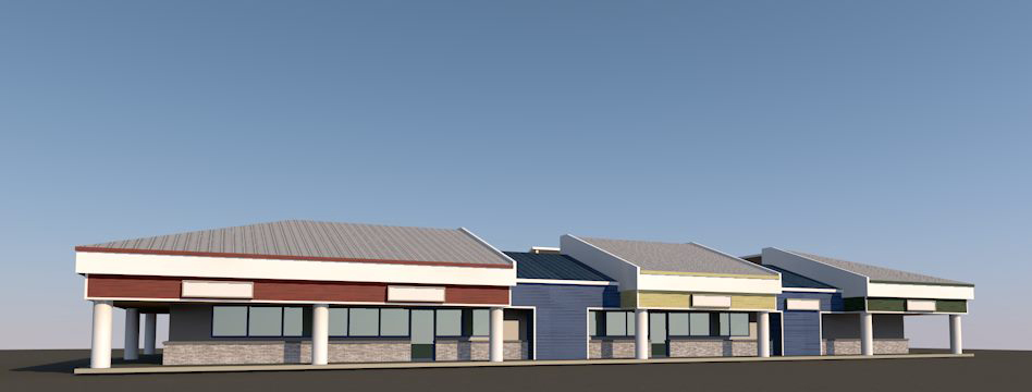Beachport Center Facade Study, ENR architects, Granbury, TX 76049 - elevation