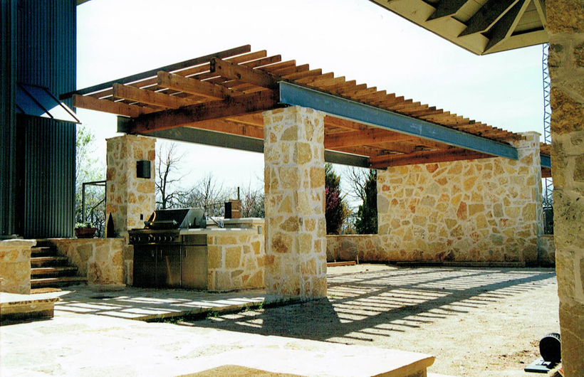 Ranch House, ENR architects with Frank D. Welch Associates, Montague County, TX 76255 - Parking Trellis N