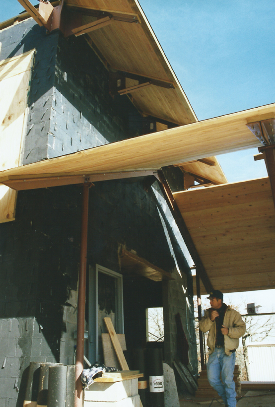 Ranch House, ENR architects with Frank D. Welch Associates, Montague County, TX 76255 - Framing Porte Cochere