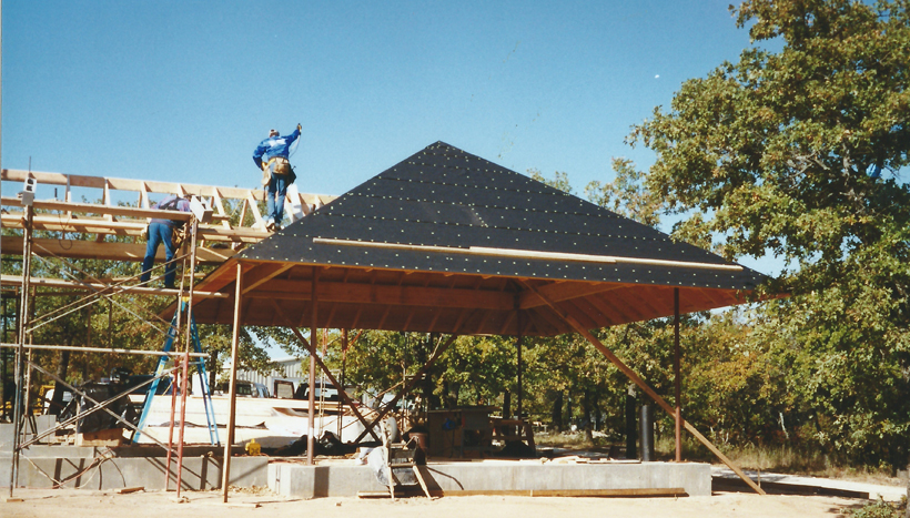 Ranch House, ENR architects with Frank D. Welch Associates, Montague County, TX 76255 - Framing Porte Cochere