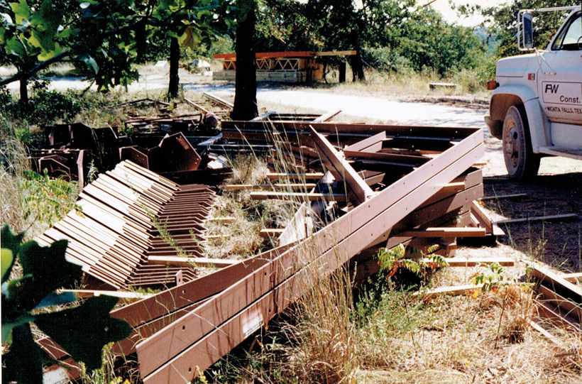 Ranch House, ENR architects with Frank D. Welch Associates, Montague County, TX 76255 - Steel Trusses Brackets Stacked