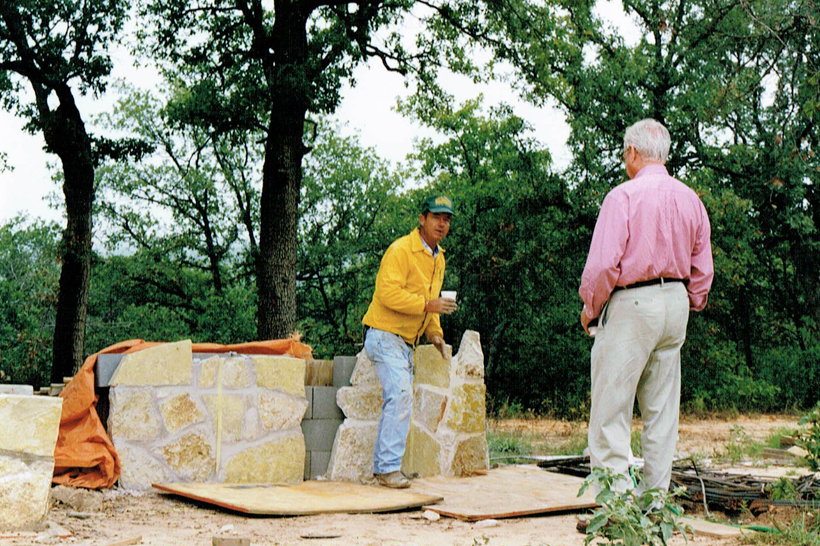 Ranch House, ENR architects with Frank D. Welch Associates, Montague County, TX 76255 - Stone Mortar Samples - Mason & Frank D. Welch