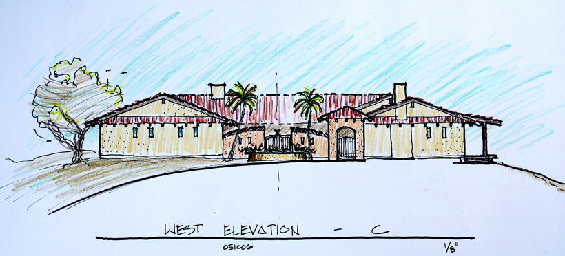 Proposed West Entry Elevation Sketch - ENR architects, Camarillo, CA 93012