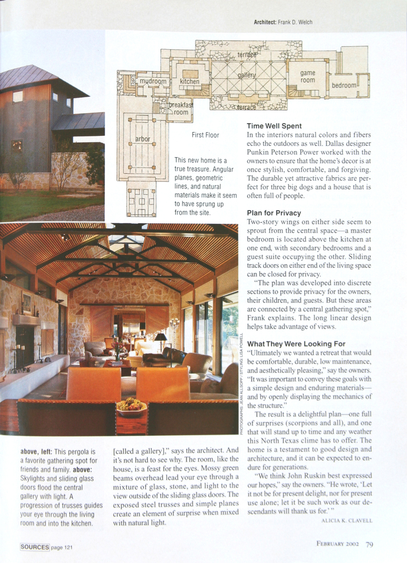 Frank D. Welch - Southern Home Awards - The South's Best Homes - Feb 2002 - p79