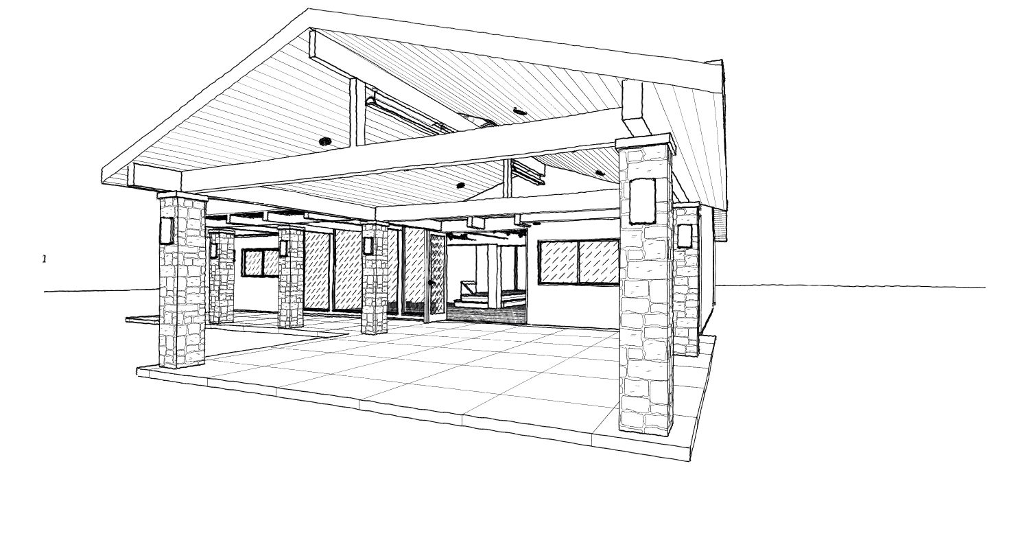 CAD Rendering - 2-Story Wholehouse Remodel, Covered Patio Addition & Landscape, ENR architects, Westlake Village, CA 91361