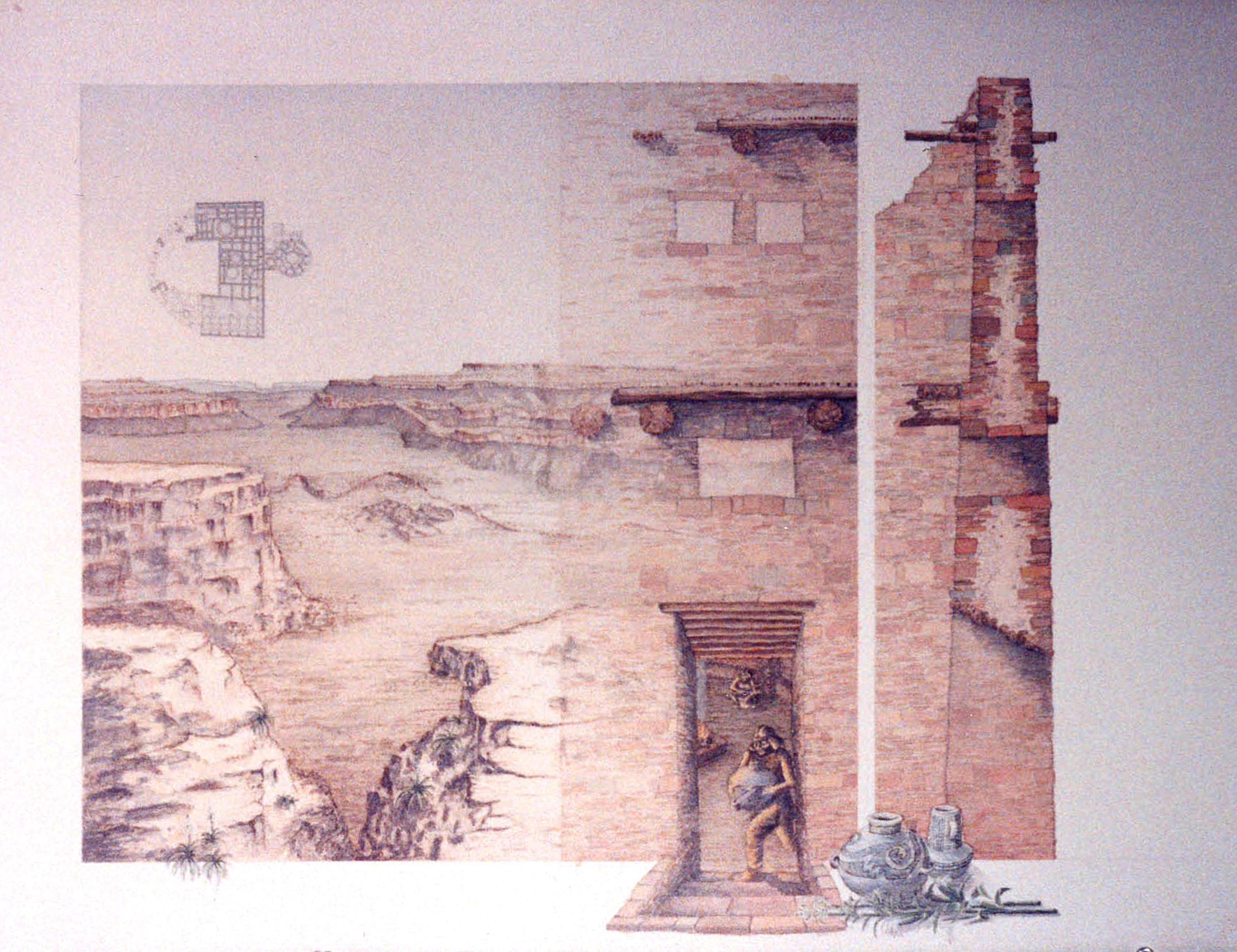 Anasazi Watercolor Rendering, ENR architects, UT Arlington, TX 76019